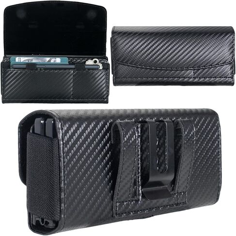 Holster Pouch for Samsung Galaxy Z Fold 8 Ultra /7/6/5/4/3/2/ Z Trifold with S Pen Holder & Belt Clip & Card Holder, Luxury Carbon Fiber Leather Holster with Belt Loop&Metal Clip in Kuwait