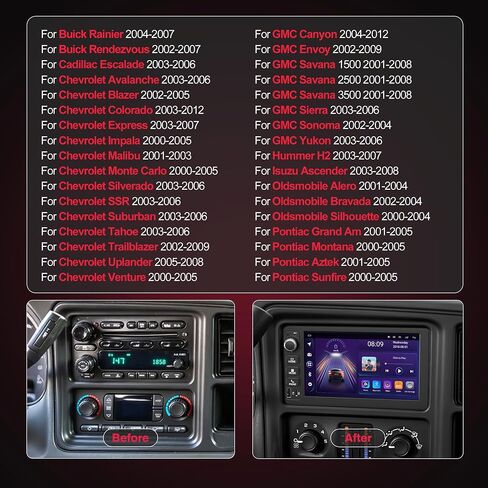 7" Car Radio for Cadillac Escalade 03-06,for Chevy Avalanche 03-06,Colorado 03-12,Express 03-07 Physical Button Style Android 13 Stereo w/CarPlay Android Auto,4+64G GPS Bluetooth Backup Camera SWC in Kuwait