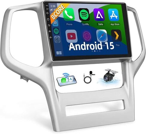 8 Core Car Radio for Jeep Grand Cherokee 2011 2012 2013: Upgrade Android 15 Touch Screen Stereo Wireless Carplay Android Auto 5GWiFi FM/AM RDS 36EQ GPS SWC Mirror Link Backup Camera in Kuwait