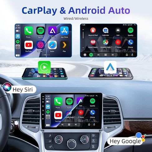8 Core Car Radio for Jeep Grand Cherokee 2011 2012 2013: Upgrade Android 15 Touch Screen Stereo Wireless Carplay Android Auto 5GWiFi FM/AM RDS 36EQ GPS SWC Mirror Link Backup Camera in Kuwait