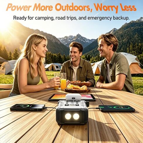 YELOMIN Solar Power Bank Portable Charger 20000mAh, 22.5W Fast Charging Compatible with iPhone Samsung iPad, 3 Built-in Cables & Dual LED Flashlight, Outdoor Battery Pack for Camping Travel Hiking in Kuwait