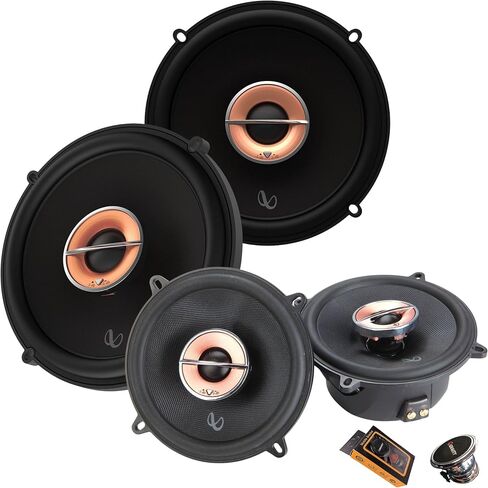 Infinity Kappa 63XF & 53XF 2-Way Car Speaker Bundle - 6.5 Inch and 5.25 Inch Coaxial Speakers, Glass Fiber Woofers, Silk Dome Tweeters, 4-Piece Set in Kuwait