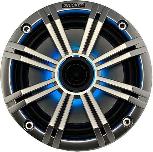 2 Pair (Qty 4) of Kicker 6.5" 2-Way 195 Watts Max Power Coaxial Marine Audio Multicolor LED Speakers with Silver Grilles, 50-Feet 16-Gauge Speaker Wire in Kuwait