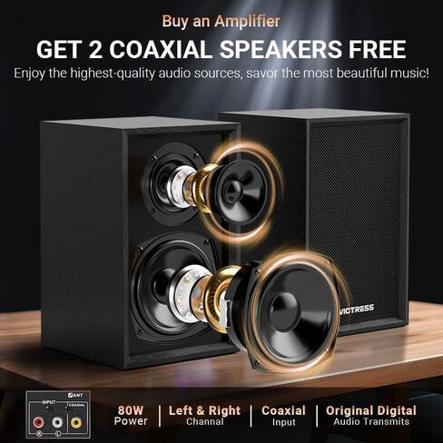 Bluetooth Amplifier Home Audio Home Theater System 80W Stereo Speaker Set with 2 Wireless Microphones, 2 Speakers, RCA Coaxial AUX USB TF Inputs,Living Rooms,Bedrooms,Dens&Family Spaces in Kuwait