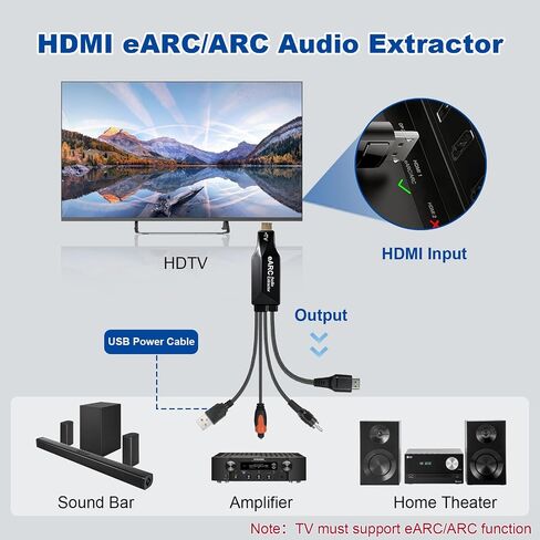 Tendak 192 Khz HDMI ARC/eARC to HDMI Optical Coaxial Audio Converter Cable in Kuwait