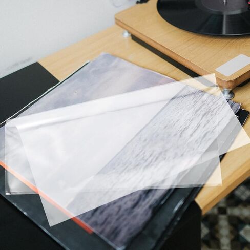 Healeved 10pcs Vinyl Record Sleeves Protective Outer Covers for Albums, Plastic Material, Tear-Resistant Design, for Vinyl Record Storage and Preservation in Kuwait