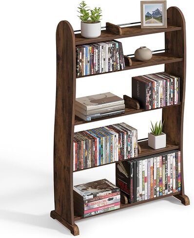 LELELINKY 5-Tier DVD Storage Cabinet, DVD Shelf and CD Rack, Black in Saudi Arabia