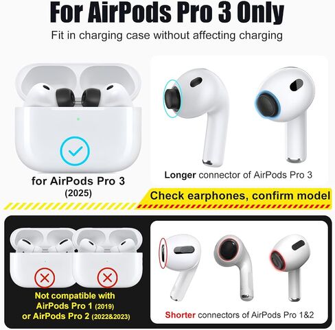 Memory Foam Ear Tips for AirPods Pro 3 (S/M/L, 3 Pairs-Black) in Kuwait