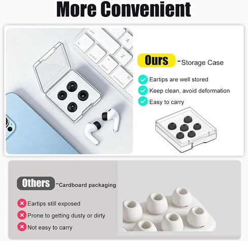 Memory Foam Ear Tips for AirPods Pro 3 (S/M/L, 3 Pairs-Black) in Kuwait
