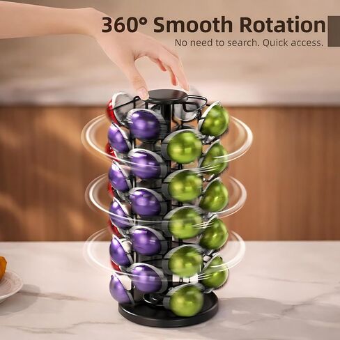 Nespresso Vertuo Pod Carousel Holder,40 Pod Rotating Tower Organizer,Black in Kuwait