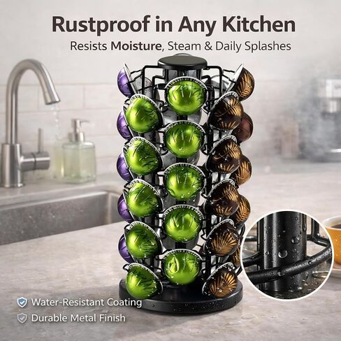 Nespresso Vertuo Pod Carousel Holder,40 Pod Rotating Tower Organizer,Black in Kuwait
