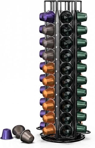 Rotating Coffee Pod Holder for Nespresso Original, Holds 40 Pods, Black in Saudi Arabia