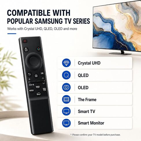 Universal Replacement Remote for Samsung TV, Compatible with CU7000 DU7200 U8000F U8000H M70H Series, for Samsung Crystal UHD QLED OLED Smart TVs, Infrared Remote, No Setup Required in Saudi Arabia