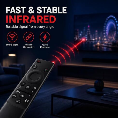 Universal Replacement Remote for Samsung TV, Compatible with CU7000 DU7200 U8000F U8000H M70H Series, for Samsung Crystal UHD QLED OLED Smart TVs, Infrared Remote, No Setup Required in Saudi Arabia