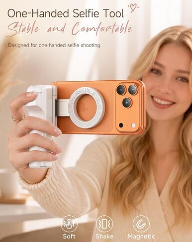 Feitenn Magnetic Selfie Stick Tripod, Detachable Remote, 40cm Extendable Phone Grip, 360° Adjustable Camera Holder, Pocket Vlog Hand Grip Compatible with iPhone 12-17 & All Smartphones in Saudi Arabia