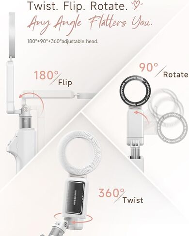Feitenn Magnetic Selfie Stick Tripod, Detachable Remote, 40cm Extendable Phone Grip, 360° Adjustable Camera Holder, Pocket Vlog Hand Grip Compatible with iPhone 12-17 & All Smartphones in Saudi Arabia