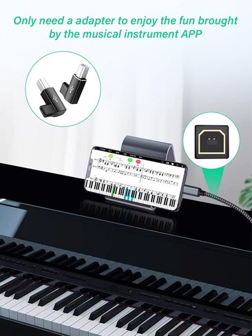 90 Degree USB C Female to USB B Male MIDI Converter,Support Data Sync Compatible with Printer, Scanner, Electric Piano, MIDI Keyboard (2-Pack) in Saudi Arabia