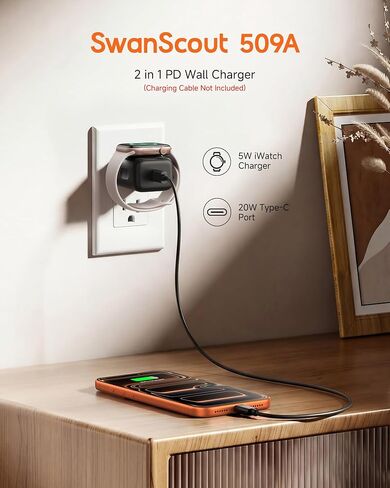 5W Fast Wireless Charger for Apple Watch, 2-in-1 PD 30W Charger Block in Kuwait