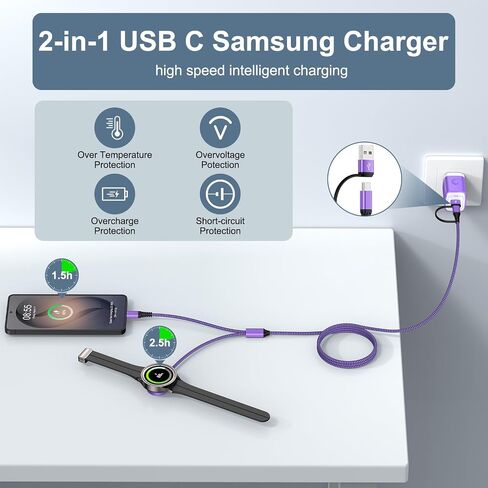 Magnetic Samsung Fast Charger Cord for Galaxy Watch 8 Classic/8/7/Ultra/6/6 in Saudi Arabia