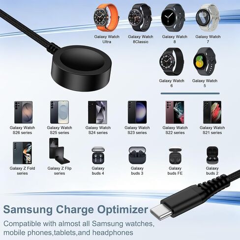 Magnetic Samsung Fast Charger Cord for Galaxy Watch 8 Classic/8/7/Ultra/6/6 in Saudi Arabia