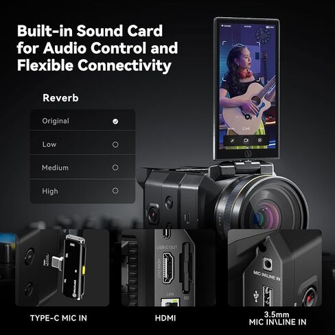 Hollyland VenusLiv 24/7 Livestream Camera Bundle with HDMI Cable LCD Cleaning Kit Touch Fastener Straps for YouTube TikTok Live Streaming in Kuwait