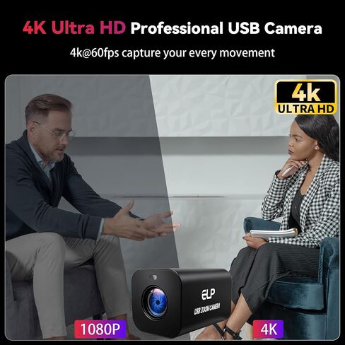 60fps High Speed 4K USB Camera,21X Zoom USB2.0&HDMI Dual Interface,3840×2160 High Resolution,H.264 H.265 Encoding,Plug&Play for Windows Mac OS Linux Projector Live Streaming in Saudi Arabia