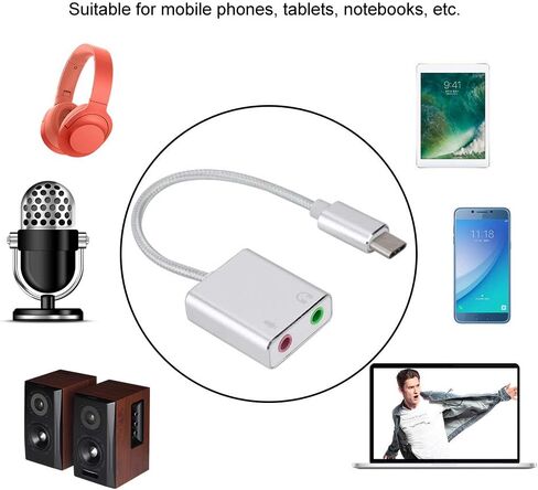 Aluminum Alloy External Stereo Sound Card with Excellent Noise Reduction for Mobile Phones, Tablets and Laptops in Saudi Arabia