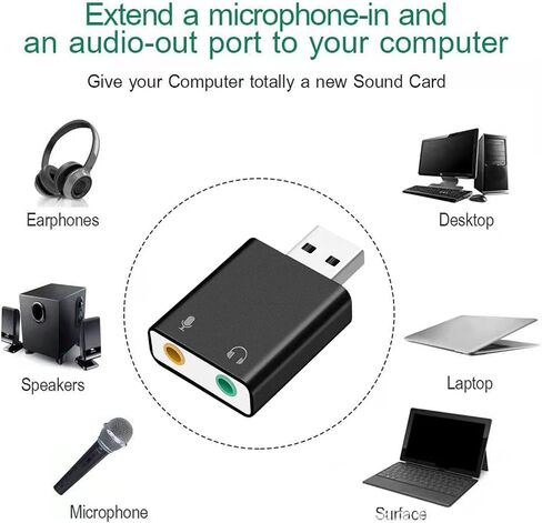 USB Sound Card for PC USB 3.5mm Audio Stereo Adapter in Saudi Arabia