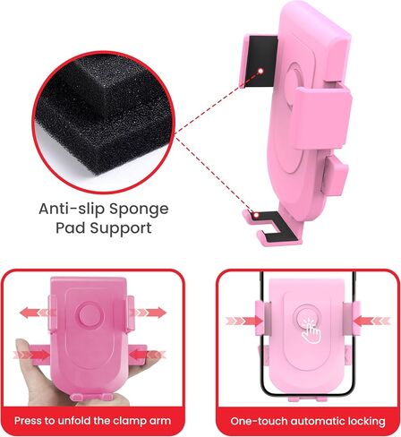 Baby Stroller Phone Holder, Universal Handlebar Phone Mount Pink in Saudi Arabia