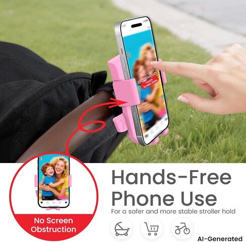 Baby Stroller Phone Holder, Universal Handlebar Phone Mount Pink in Saudi Arabia