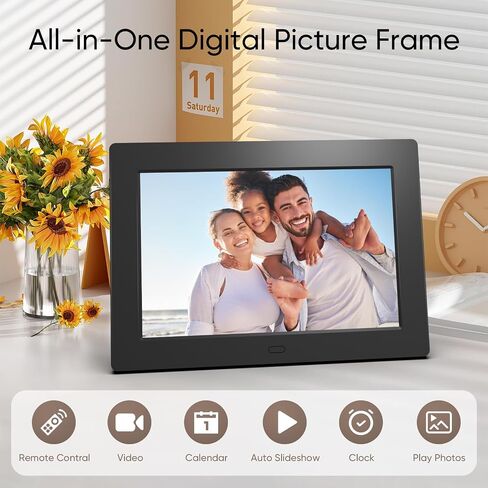 7 Inch Digital Picture Frame, Digital Photo Frame with 16:9 HD LCD Screen, Remote Control, Easy Setup and Share Photos Videos, Gifts Idea for Family, Christmas in Saudi Arabia