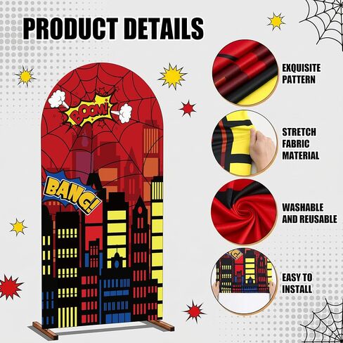 2 Pcs Web Pattern Arch Backdrop Covers 7.2FT 6FT Birthday Party Decoration in Saudi Arabia