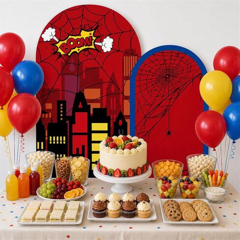 2 Pcs Web Pattern Arch Backdrop Covers 7.2FT 6FT Birthday Party Decoration in Saudi Arabia