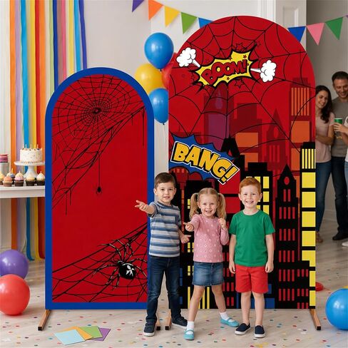 2 Pcs Web Pattern Arch Backdrop Covers 7.2FT 6FT Birthday Party Decoration in Saudi Arabia