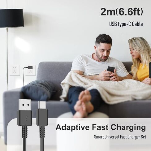 USB C Samsung Charger Fast Charging Android Phone Charger Type C 6.6ft Cord Cable for Samsung Galaxy Phone S10/S9/S8/Plus/A51/A52/A53/S25/S24/S23/S22/S21/S20/Ultra/Note20/Note10/Note9/Note8/Black in Saudi Arabia