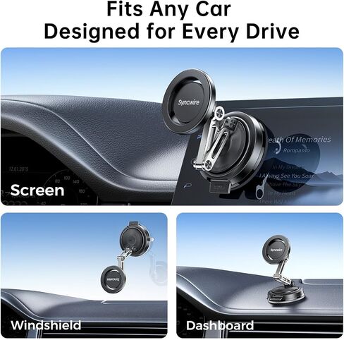SYNCWIRE for MagSafe Car Mount Vacuum Magnetic Phone Holder Dash Windshield in Kuwait