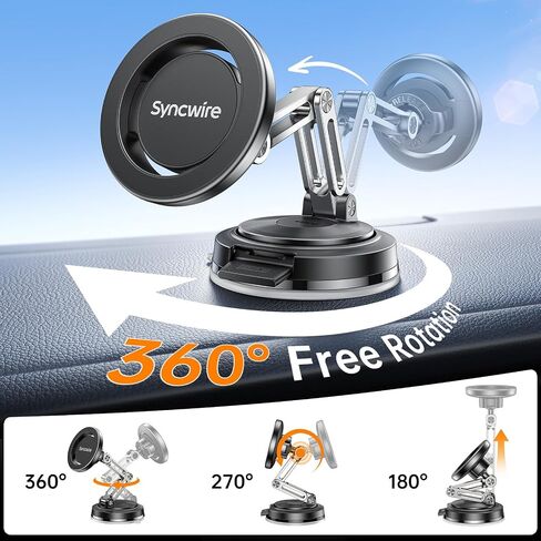 SYNCWIRE for MagSafe Car Mount Vacuum Magnetic Phone Holder Dash Windshield in Kuwait