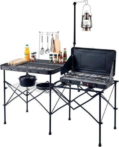 TIMBER RIDGE 56" Portable Camp Kitchen Station Folding Outdoor Grill Table in Kuwait
