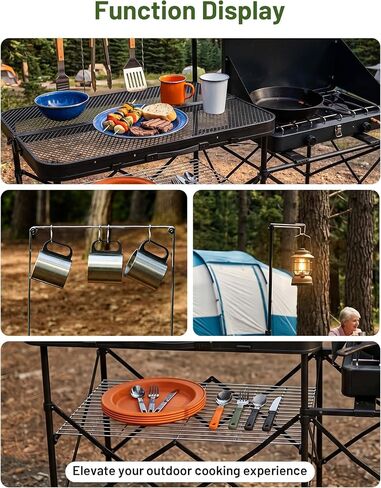 TIMBER RIDGE 56" Portable Camp Kitchen Station Folding Outdoor Grill Table in Kuwait