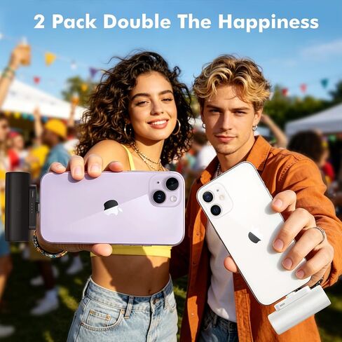 Miady 2-Pack Mini Power Bank Built-in Connector Small Portable Charger in Kuwait