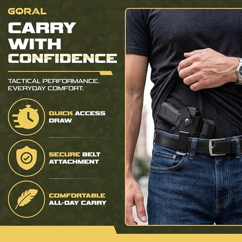 Universal Gun Holster for Men & Women, IWB/OWB 9mm Gun Holsters for Pistols with Mag Pouch, 380 Concealed Carry Pistol Holster for Glock, S&W M&P Shield, Sig and Similar Handguns, Fits Most Brands in Saudi Arabia