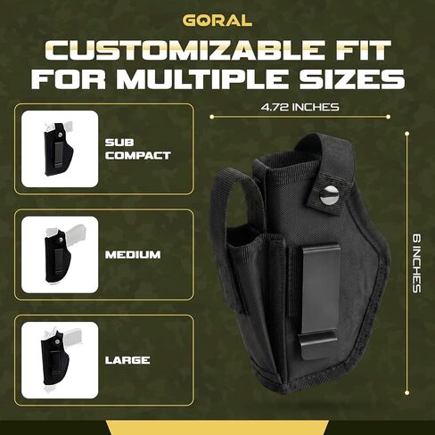 Universal Gun Holster for Men & Women, IWB/OWB 9mm Gun Holsters for Pistols with Mag Pouch, 380 Concealed Carry Pistol Holster for Glock, S&W M&P Shield, Sig and Similar Handguns, Fits Most Brands in Saudi Arabia