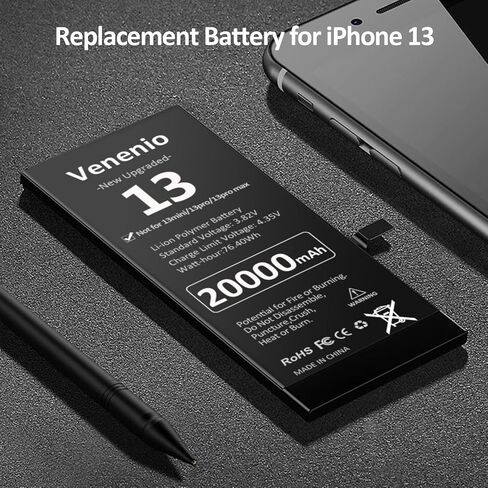 [20000mAh] Battery for iPhone 13, 2026 New Upgrade High Capacity Replacement Battery for iPhone 13 A2482 A2631 A2633 A2634 A2635 with Professional Replacement Tool Kits in Kuwait