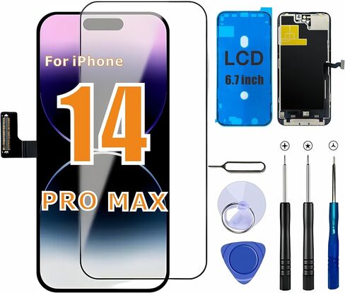 ZTR for iPhone 14 Pro Max Screen Replacement, 6.7'' COF LCD Display and Touch Digitizer Full Assembly with Repair Tool Kits, 120Hz Promotion, Screen Protector (for A2651, A2893, A2896, A2895, A2894) in Kuwait