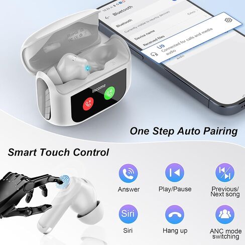 Wireless Earbuds, AI Translation Earbuds Real Time Touch Screen, IvoryWhite in Kuwait