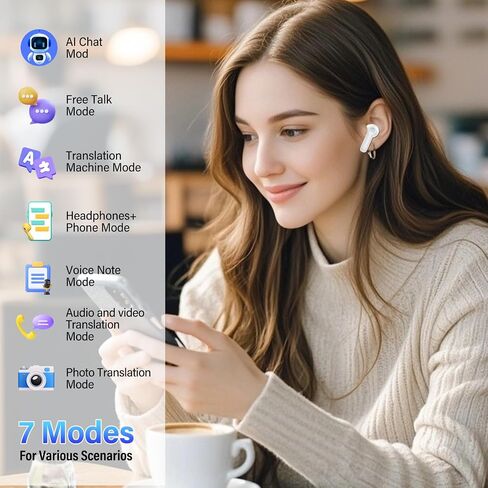 Wireless Earbuds, AI Translation Earbuds Real Time Touch Screen, IvoryWhite in Kuwait