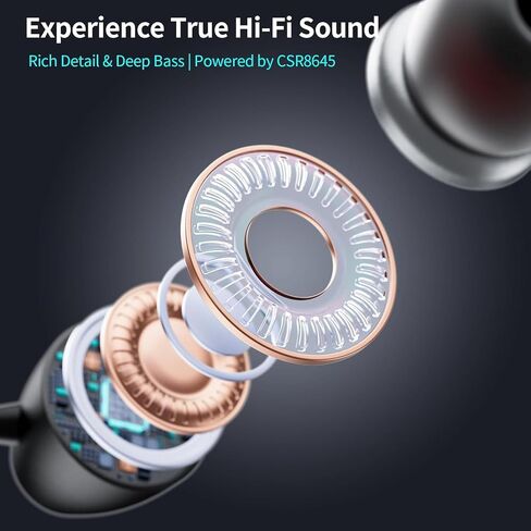 Retractable Neckband Bluetooth Headphones, Bluetooth 6.0 Wireless Neck Earbuds with Auto Retractable Ear Cables, 24H Playtime HiFi Deep Bass Stereo Headset for Sports Workout Commute Work Meeting in Saudi Arabia
