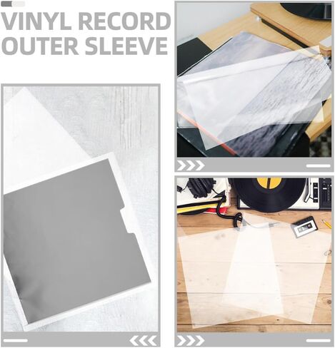 BESPORTBLE 10pcs Plastic Vinyl Record Outer Sleeves Self Adhesive Vinyl Record Protector Album Cover Sleeves Easy to Use Not Easy to Tear in Kuwait