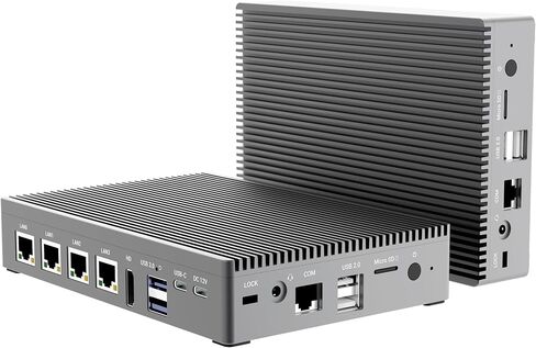 N100 Fanless Firewall Mini‑PC, 4x2.5G i226‑V, 8GB RAM 128GB eMMC in Kuwait