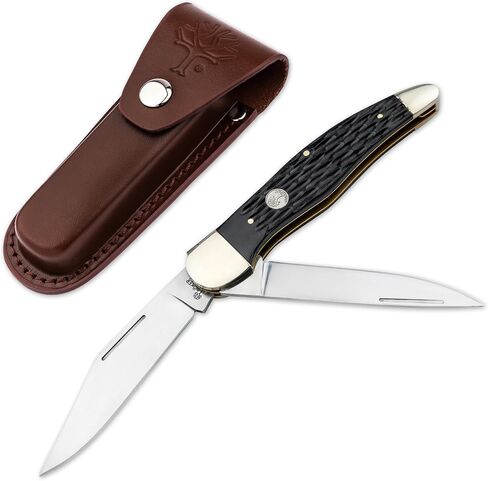 Boker Folding Hunter 4.5 Inch Pocket Knife, Jigged Black Bone, Traditional Series 2.0, Made in Germany in Saudi Arabia